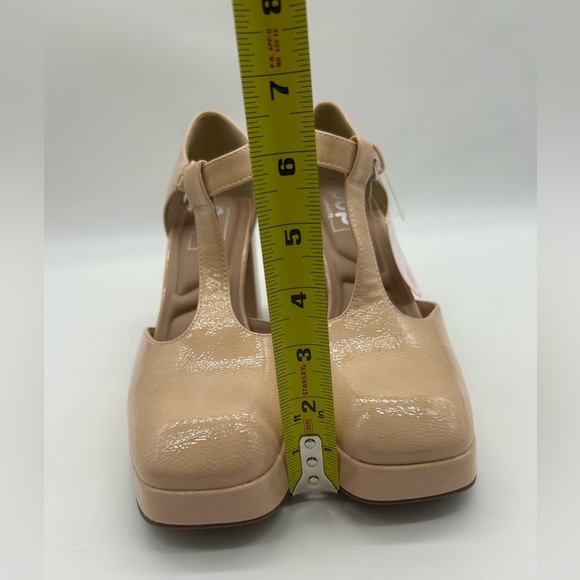 POP Worthy Nude Vegan T-Strap Platform Heels | Size 10 M | New With Tag - Picture 6 of 9